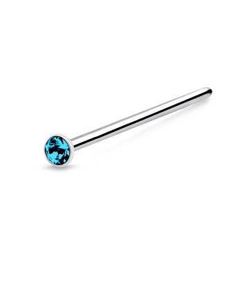 1.2mm Bezel Stone Set Silver Straight Nose Stud NSKA-53